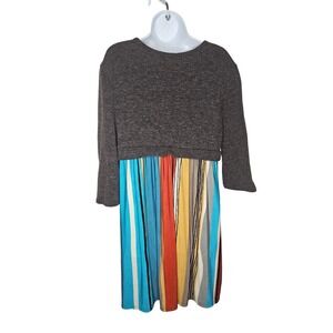 Éloges XL Midi Dress Cottagecore Boho Knit Top Striped Skirt USA Made